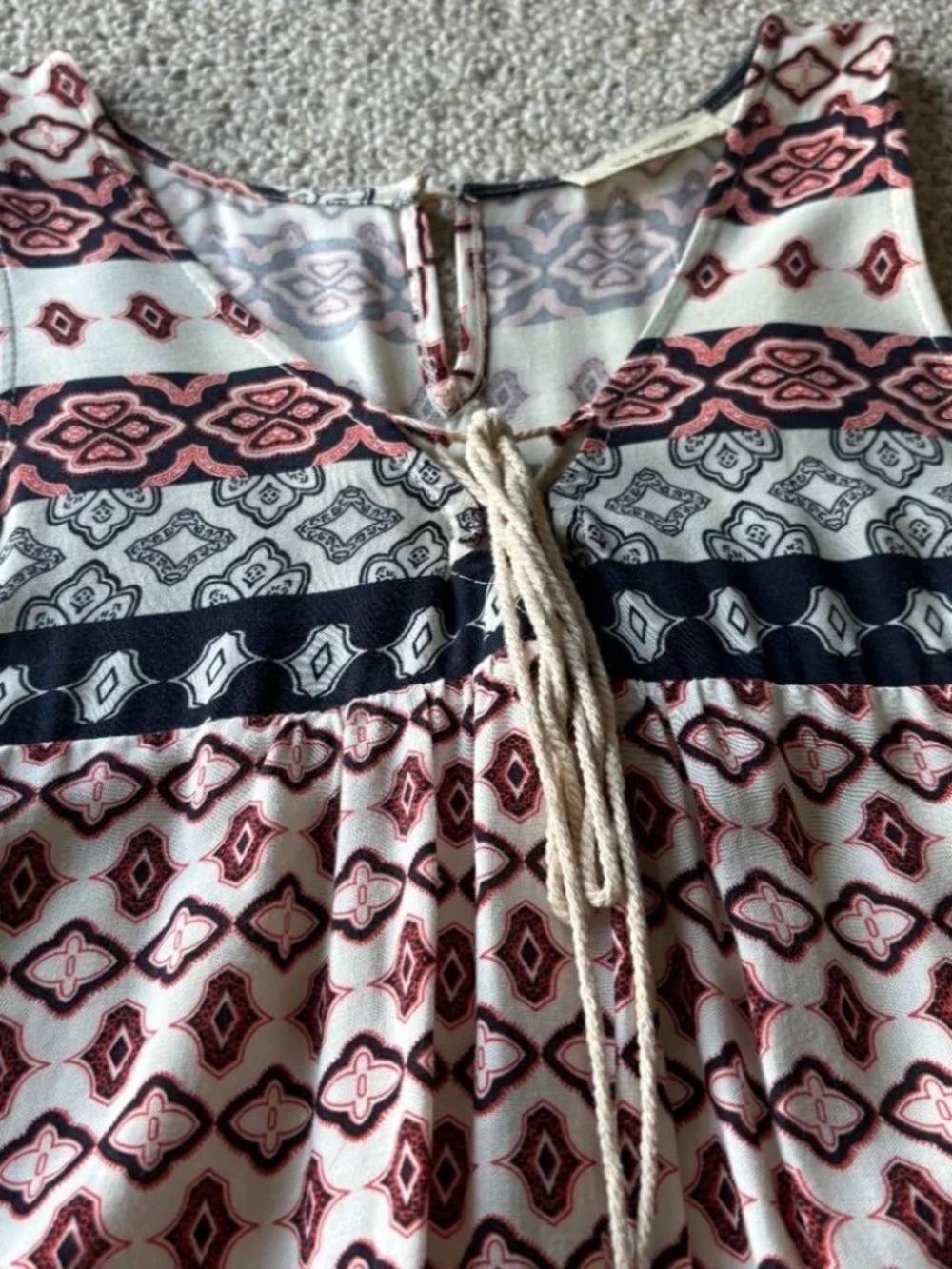 Blu Pepper Boho Babydoll Sundress | Tassel Tie Festival Beach Dress Small Boho - Picture 3 of 9